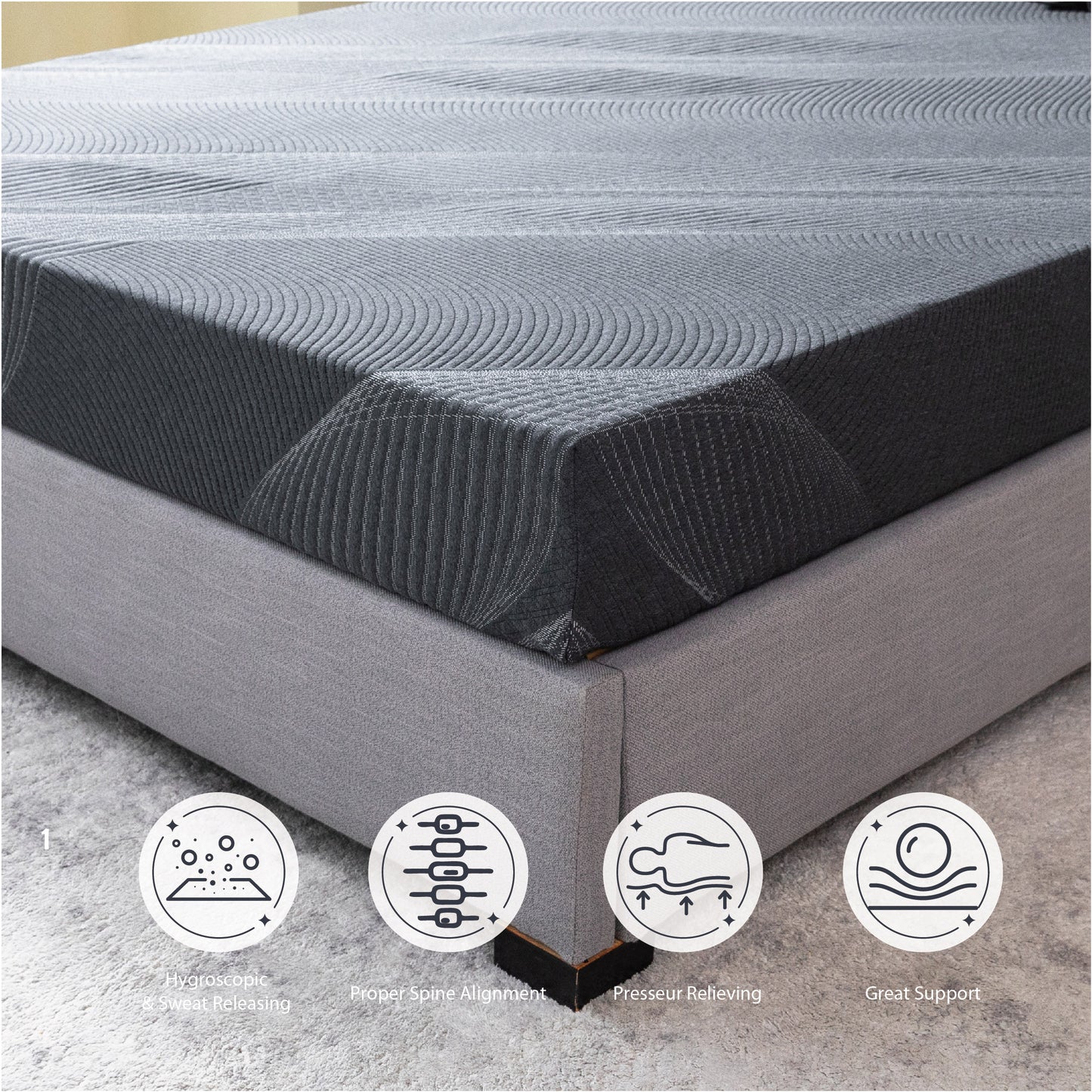 Dyonery Bamboo Charcoal Memory Foam Mattress, CertiPUR-US Certified, Fiberglass Free, Medium